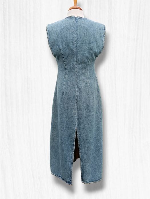 Vestido comprido de ganga, Zara, Tam. M