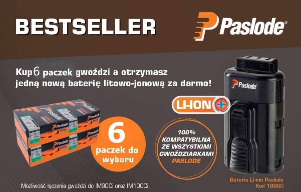 PASLODE Gwoździe 2.8x63 IM90/100 i,Ci,Xi FV,24h + GRATIS BATERIA!