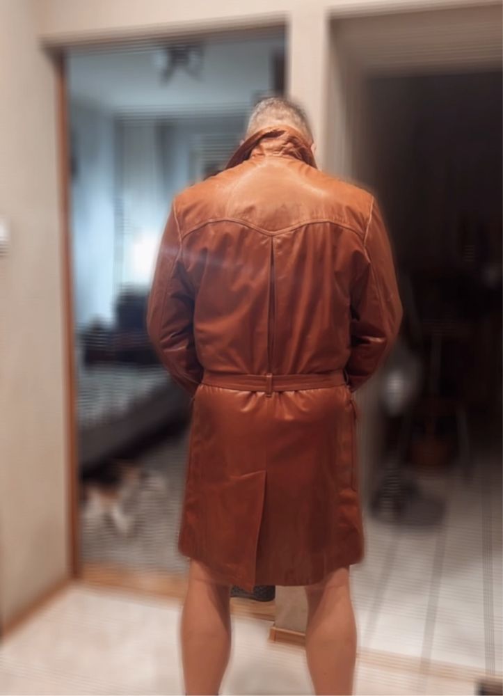 Skórzany płaszcz męski rozmiar 50