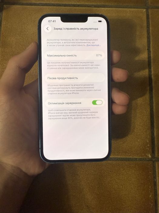 Продам айфон 13 128GB колір Blue акб 87%