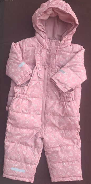 Kurtka i półkombinezon Sinsay, r. 74/80, kolor pudrowy/różowy ZESTAW