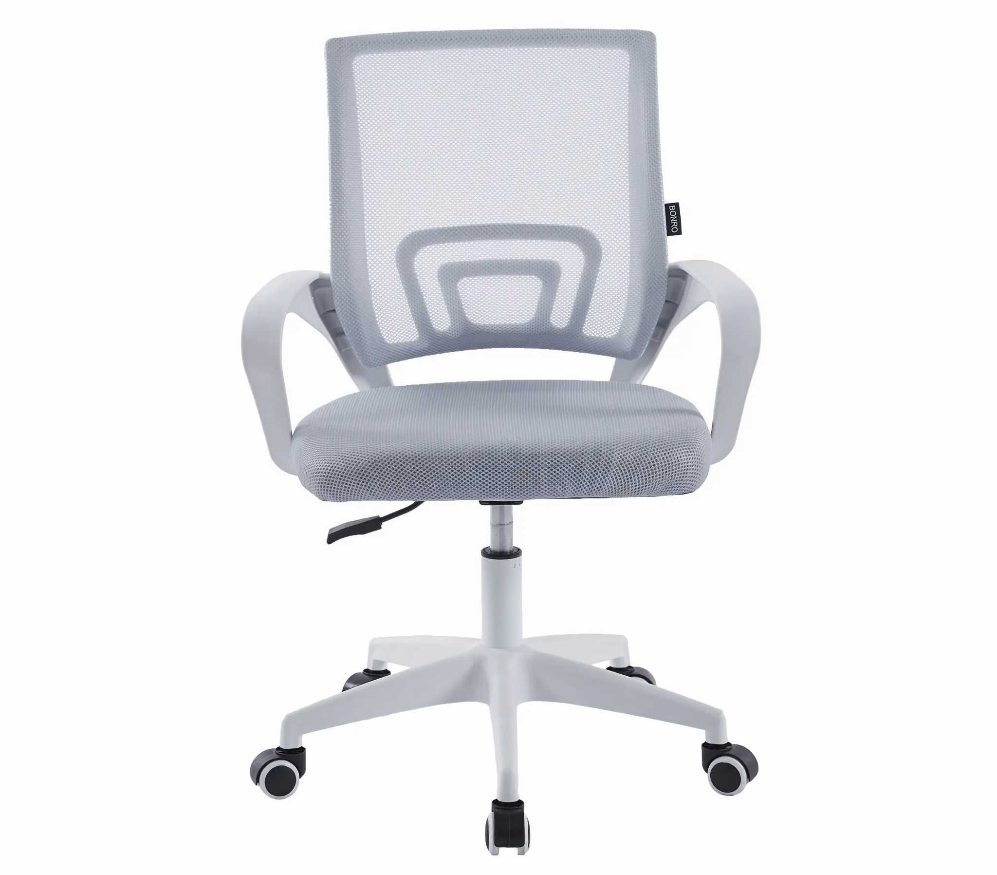 Стул для офиса серый+белый компьютерный на колесах Vertigo кресло