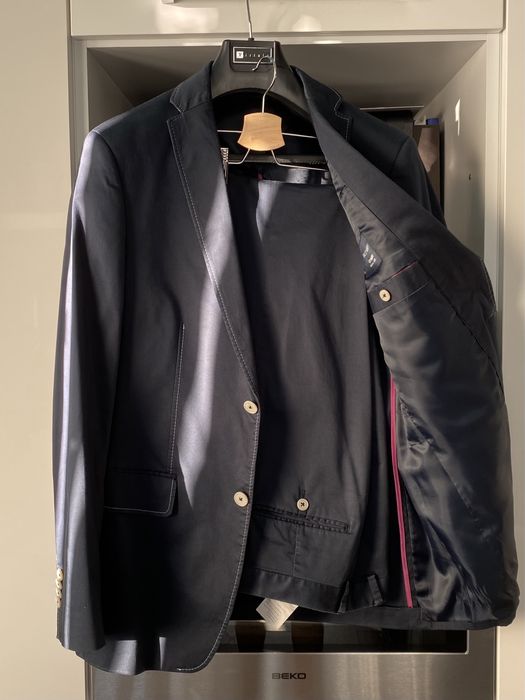 Garnitur letni PAWO bawełniany slim, marynarka 182/100, spodnie 182/88