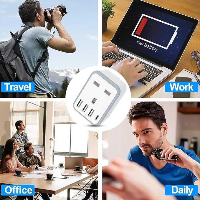 Adapter Podróżny Uk Do Eu 5W1 Loydia Z 4Xusb, Typ E/F, Uziemiony