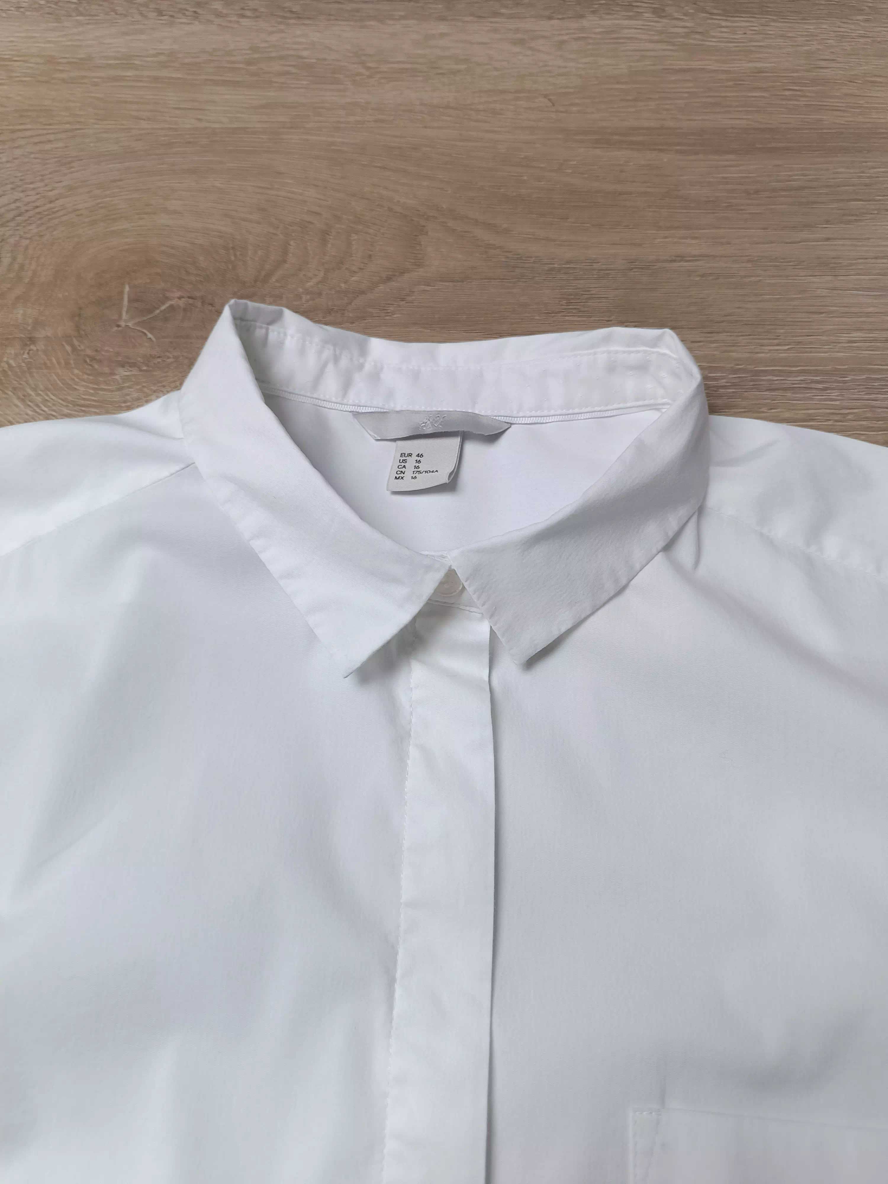 Bluzka koszulowa długi rękaw kryte guziki kołnierzyk kieszeń 'H&M' 46