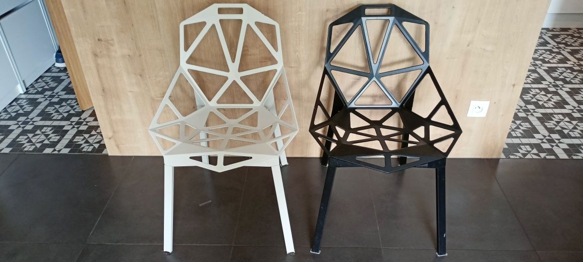 Krzesło hoker design ONE  białe czarne używane