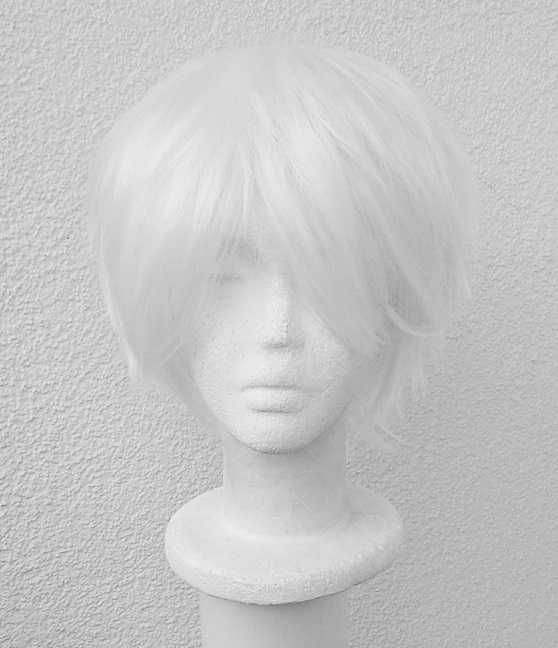 Krótka biała peruka cosplay wig z grzywką męska męski Kaneki Ken
