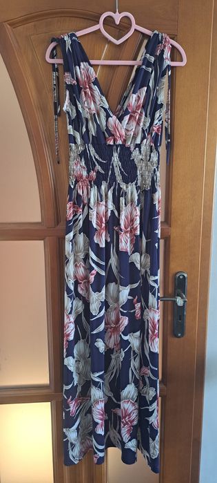 Suknia wieczorowa kwiaty długa S/M/L