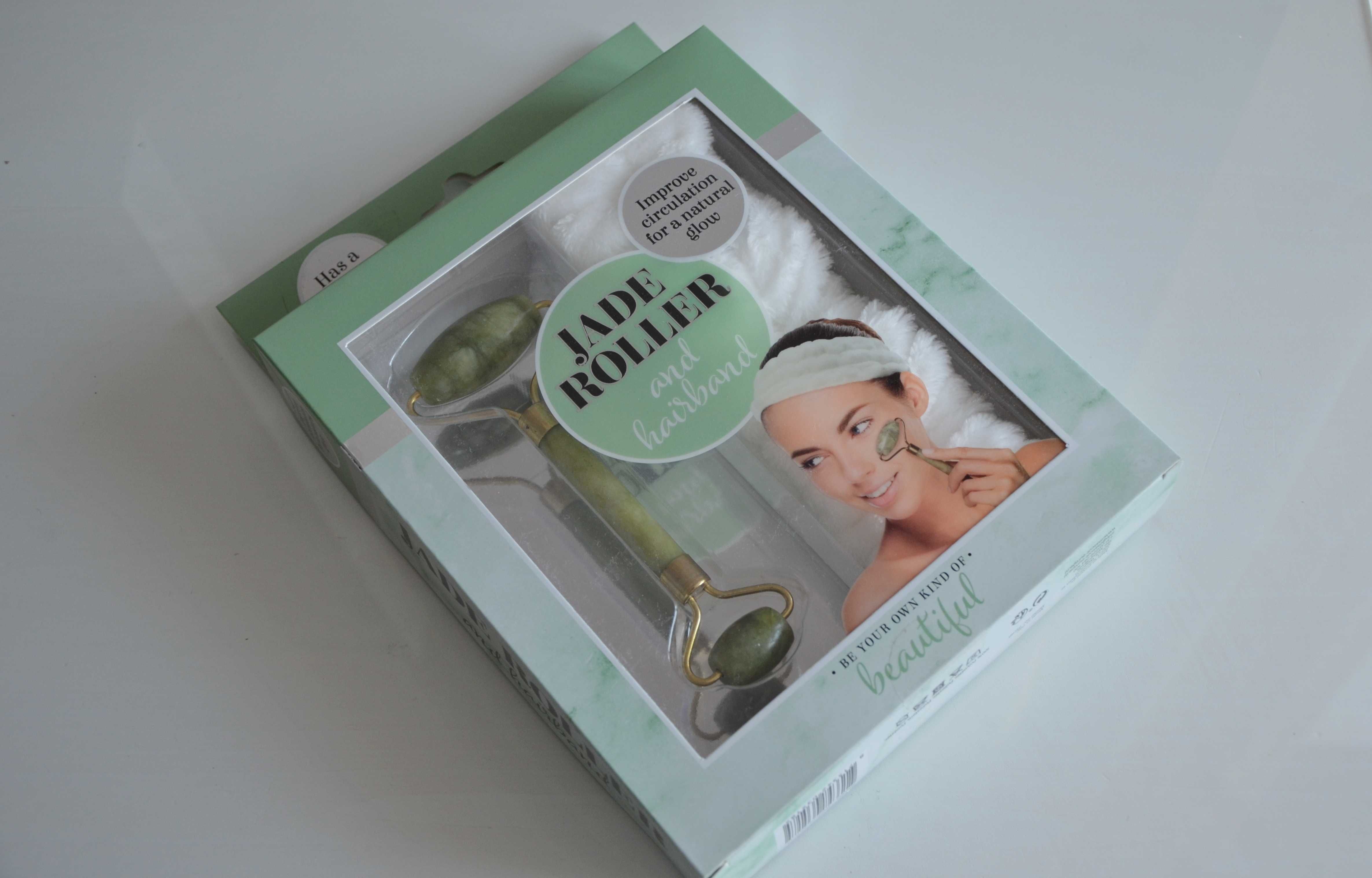 Roller masażer jadeitowy opaska kosmetyczna zestaw prezentowy