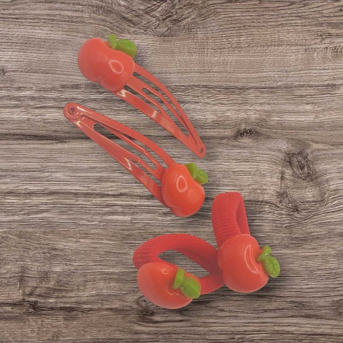 Gumki spinki do włosów ZESTAW JABŁUSZKO 4 sztuki G21