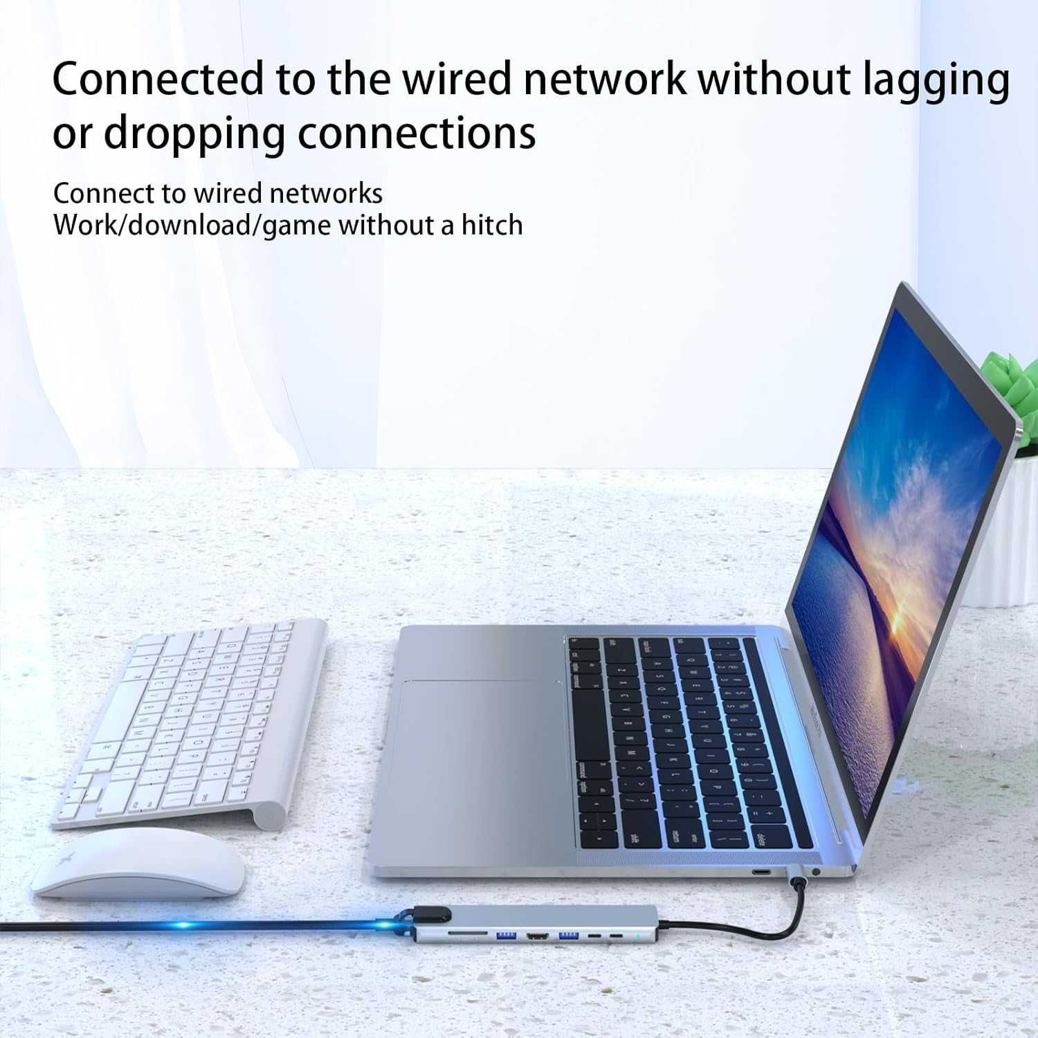 Vortex TW8A Hub 8w1 USB-C 2x USB HDMI 2x USB-C RJ45 Dell HP Macbook SD