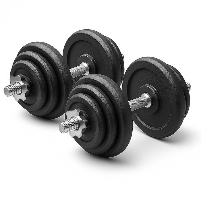 Hantle żeliwne 2x20 kg gryf Talerze zestaw 40kg