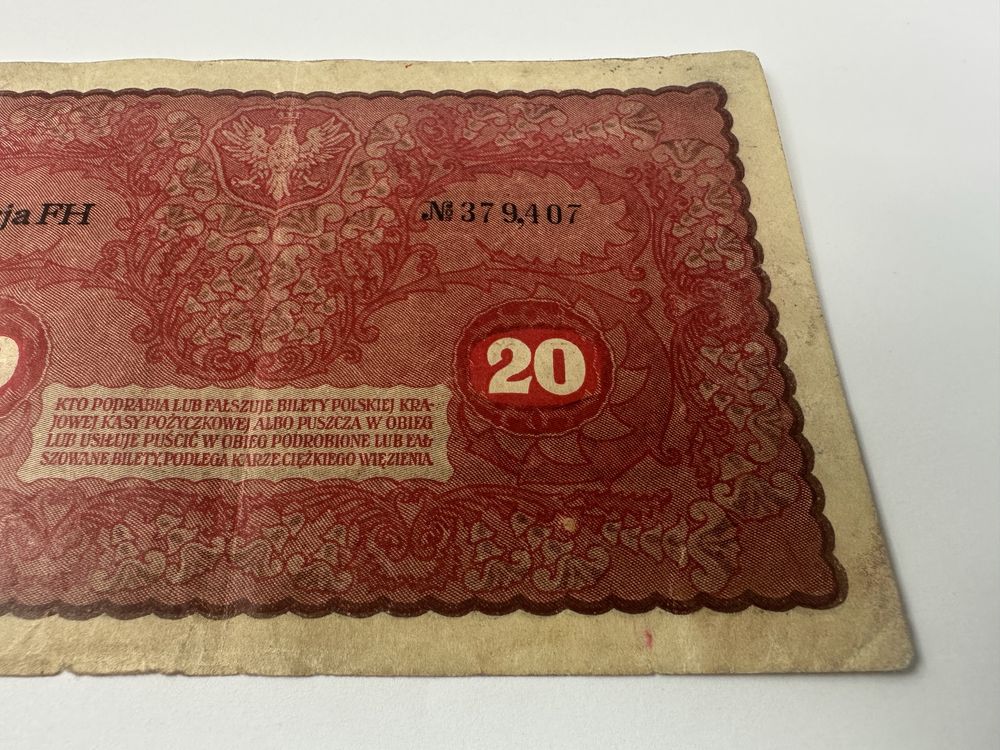 Banknot 20 marek polskich 1919 Ser. II FH