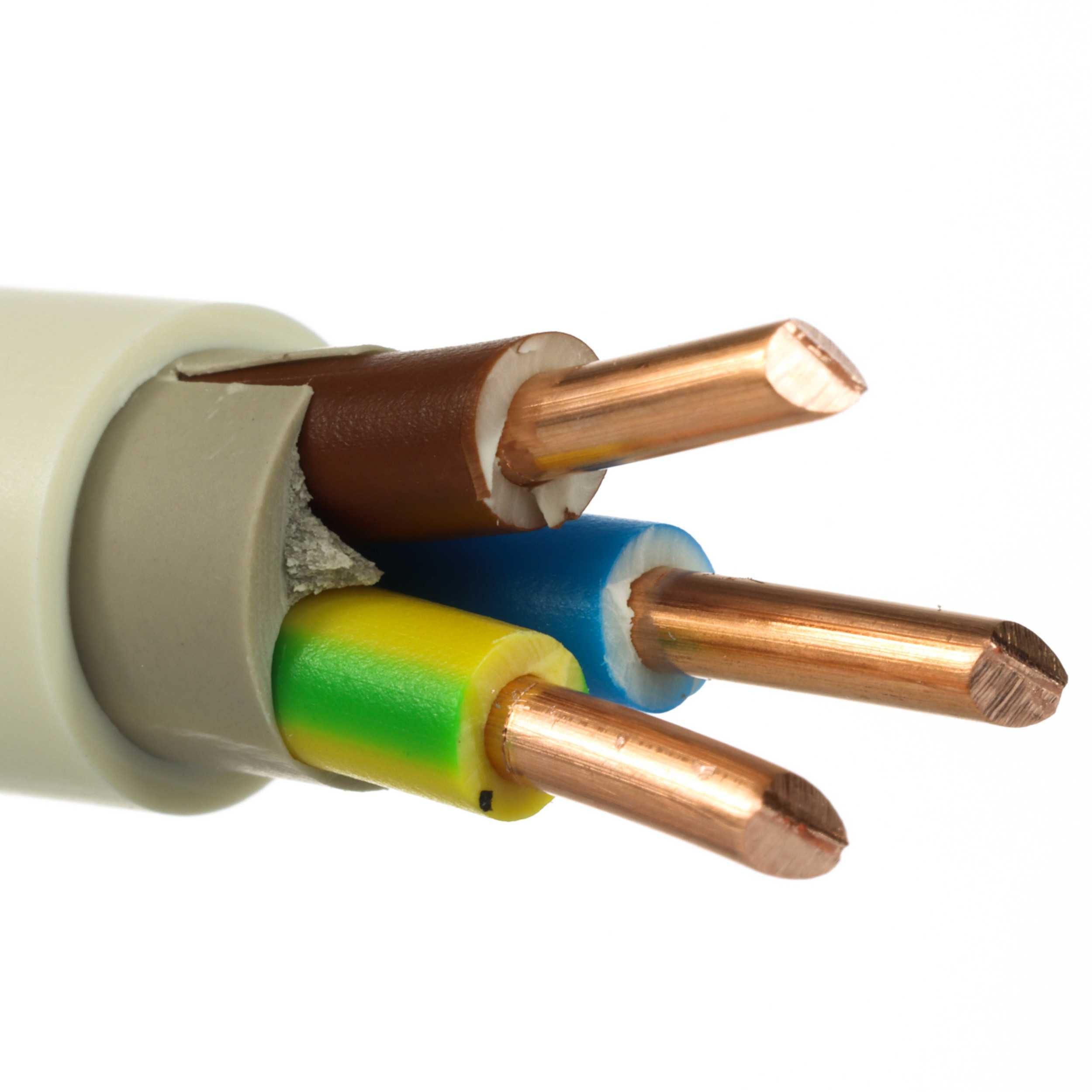 Kabel instalacyjny przewód YDY3x4 w gotowych odcinkach łącznie 15m.