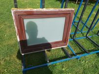 Okno plastikowe PCV używane z demontażu 70x90cm Mahoń