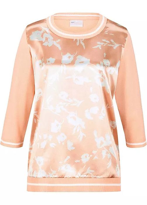 B.P.C bluza morelowa satynowo-dzianinowa 44/46.