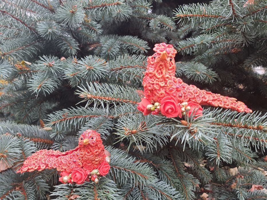 Різдвяні пташки ручної роботи. На новий рік, подарунок, для декору.