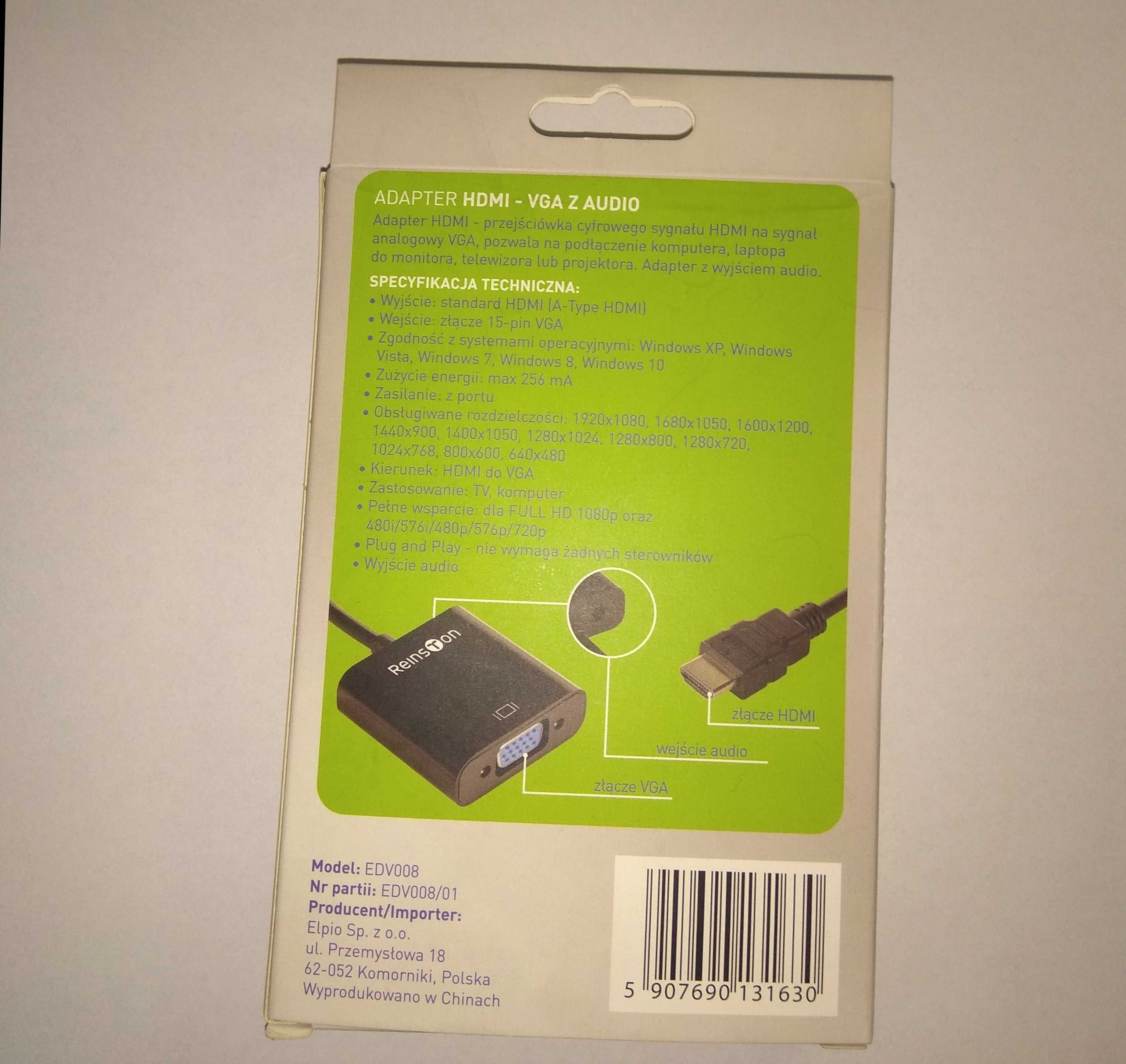 Adapter HDMI - VGA Z AUDIO Reinson