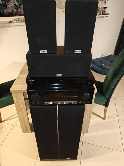 Kino domowe, amplituner, Pioneer VSX-528, kolumny Taga, subwoofer Jamo