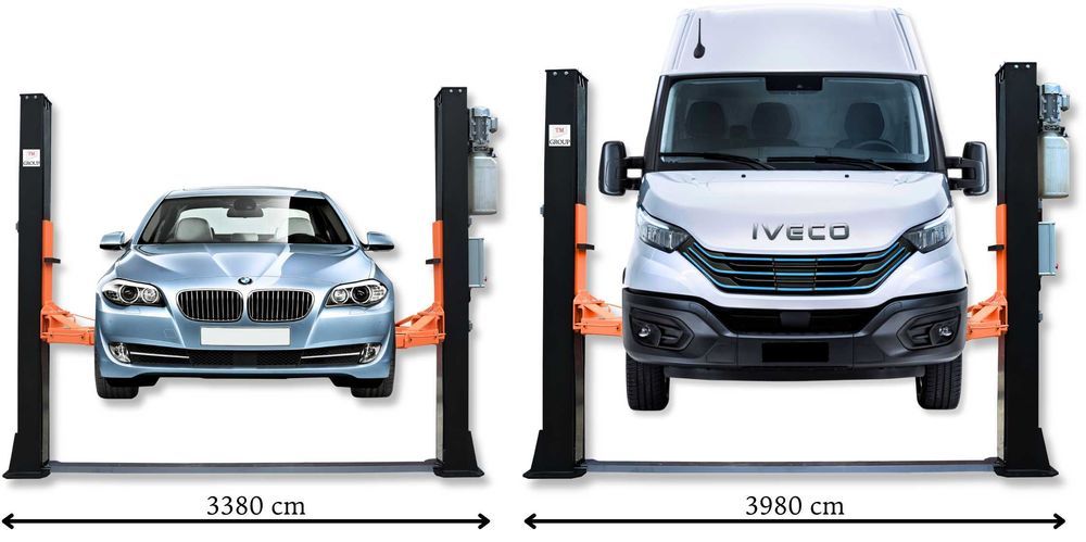 Podnośnik dwukolumnowy samochodowy warsztatowy do busów 5,5T automat
