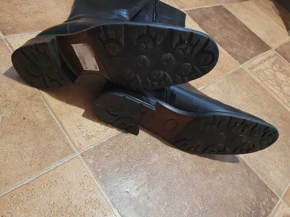 Nowe Kozaki zimowe oficerki 38 skóra naturalna 24,5 cm ocieplane