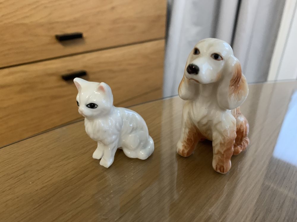 Pies i kot figurka porcelanowa