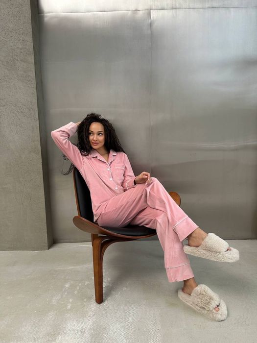 Жіноча плюшева піжама двійка:сорочка та штанці