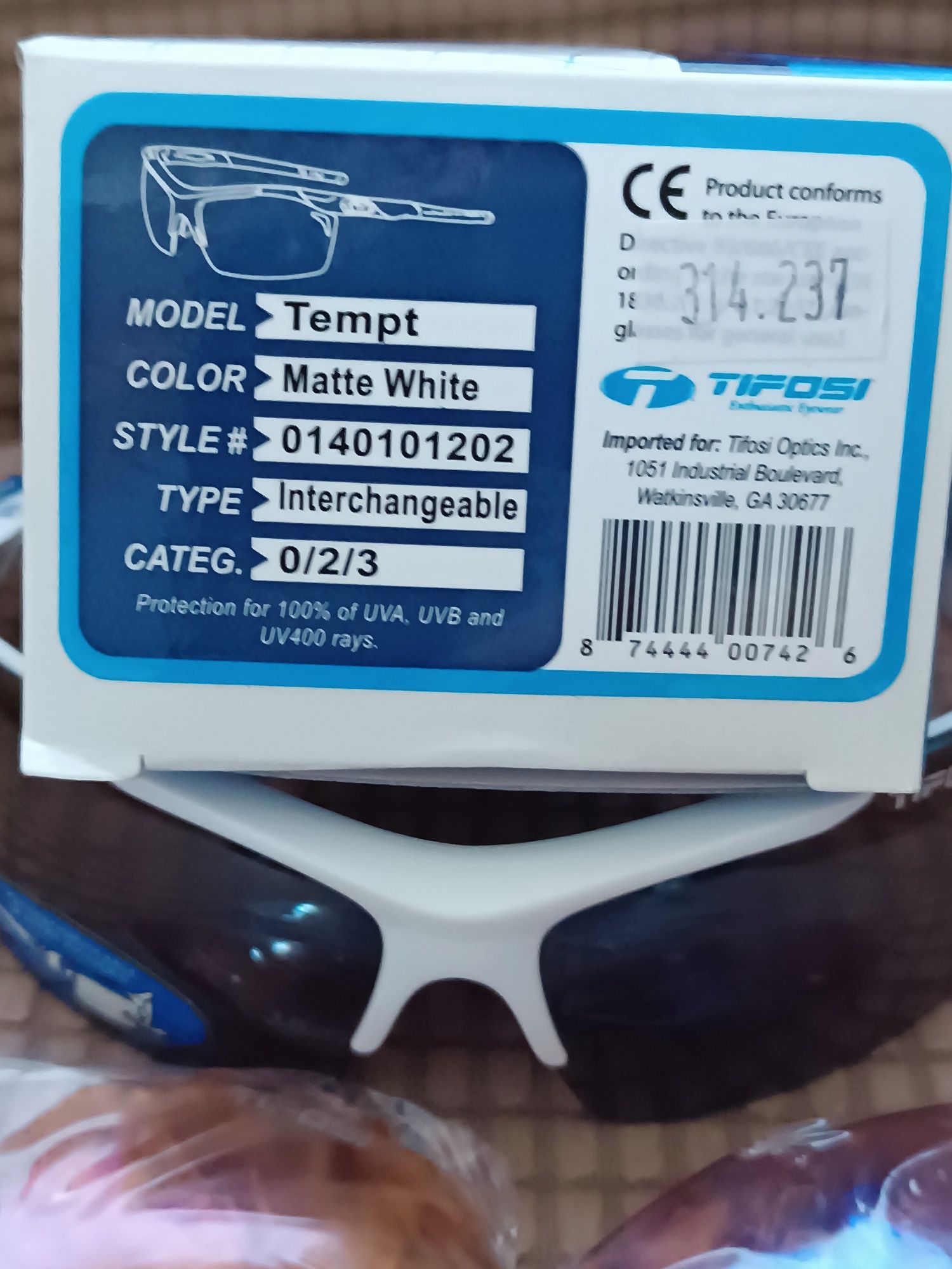 Okulary rowerowe Tifosi Tempt ,mate/white soczewki 0/2/3