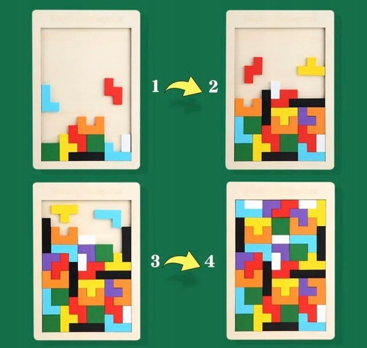 Tetris Układanka Puzzle Drewniane Klocki Bloki  3D Gra Logiczna