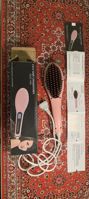 Гребінець-випрямляч рожевого кольору FAST HAIR STRAIGHTENER HQT-906