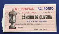 bilhete futebol Super Taça Cândido de Oliveira 1993:1994 BENFICA-PORTO
