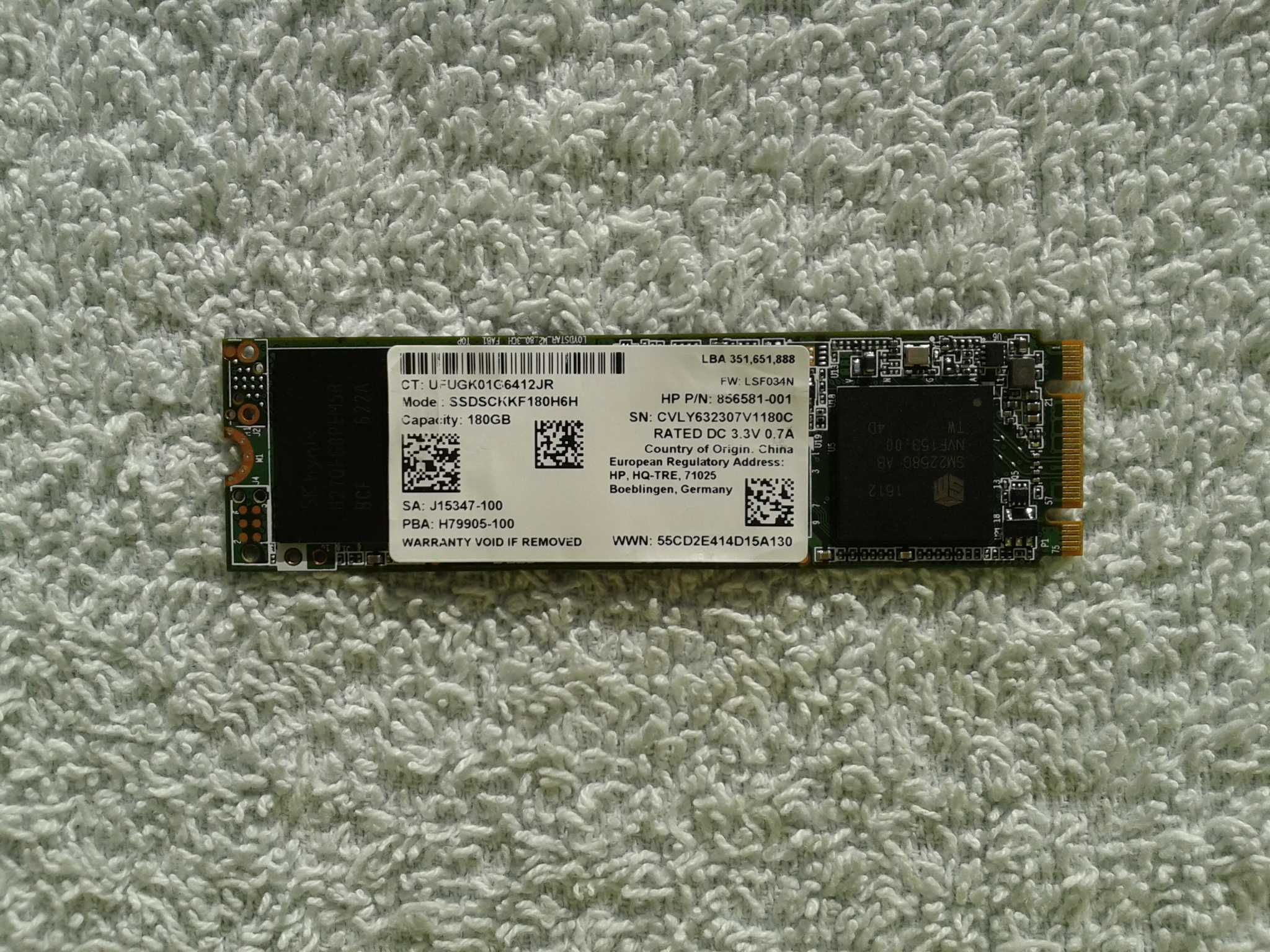 Dyslk SSD . M.2 . sata . 180 GB intel . 100% sprawny