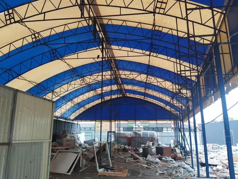 Навес 600 м² тент + металлоконструкция