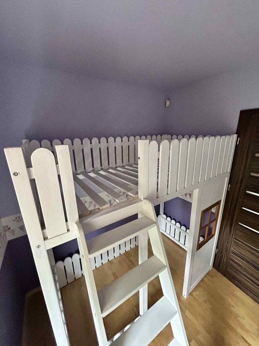 DOMEK Łózko drewniane piętrowe 180x90