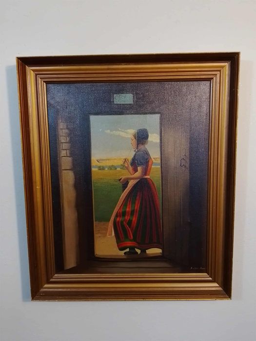 Stary obraz na płótnie sygnowany