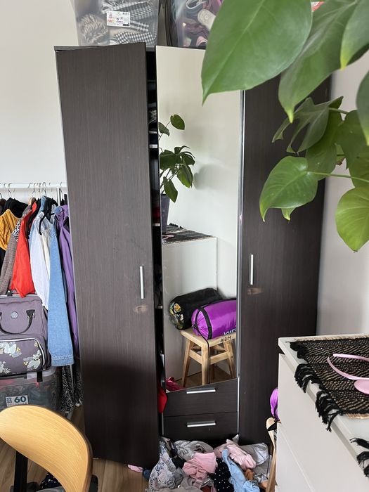 Ciemna szafa z lustrem