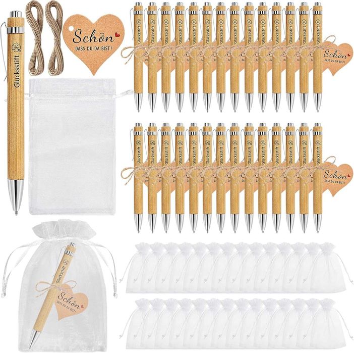 Zestaw długopisów, Szczęśliwe drewniane długopisy 25 szt. na prezenty