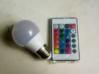 Лампа RGB цветная 220в 5вт(9вт) пульт ДУ светильник LED