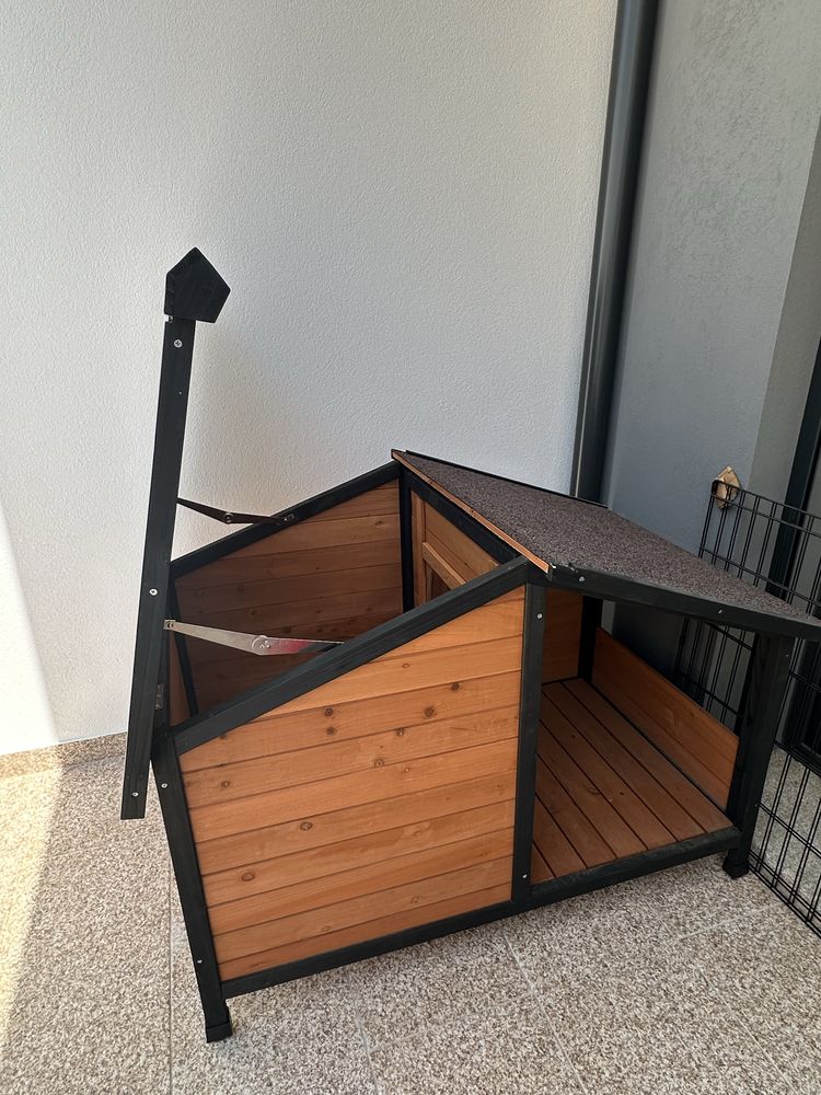 Casota de Madeira TK-Pet Rocky com Alpendre para Cão de Grande Porte