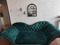 Sprzedam komplet mebli Glamour  - sofa+ szezlong koloru butelkowa ziel