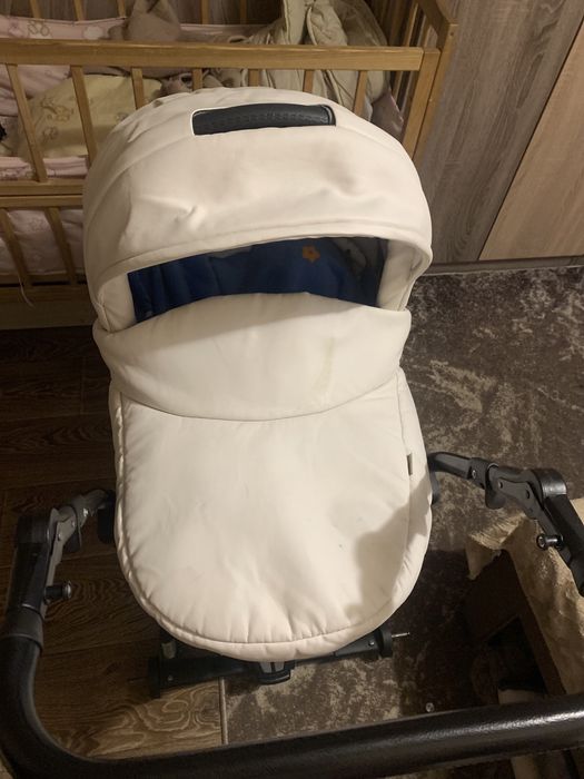 Дитяча коляска 2 в 1 donatan delux 8 біла шкіра