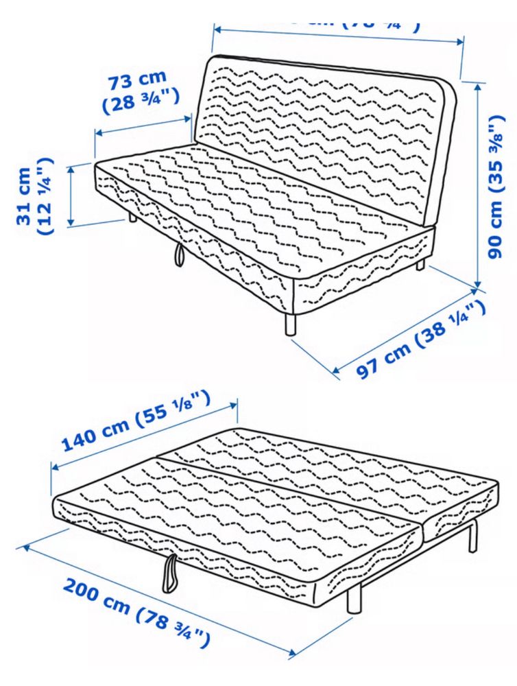 Sofá-cama IKEA em cinza - 2m