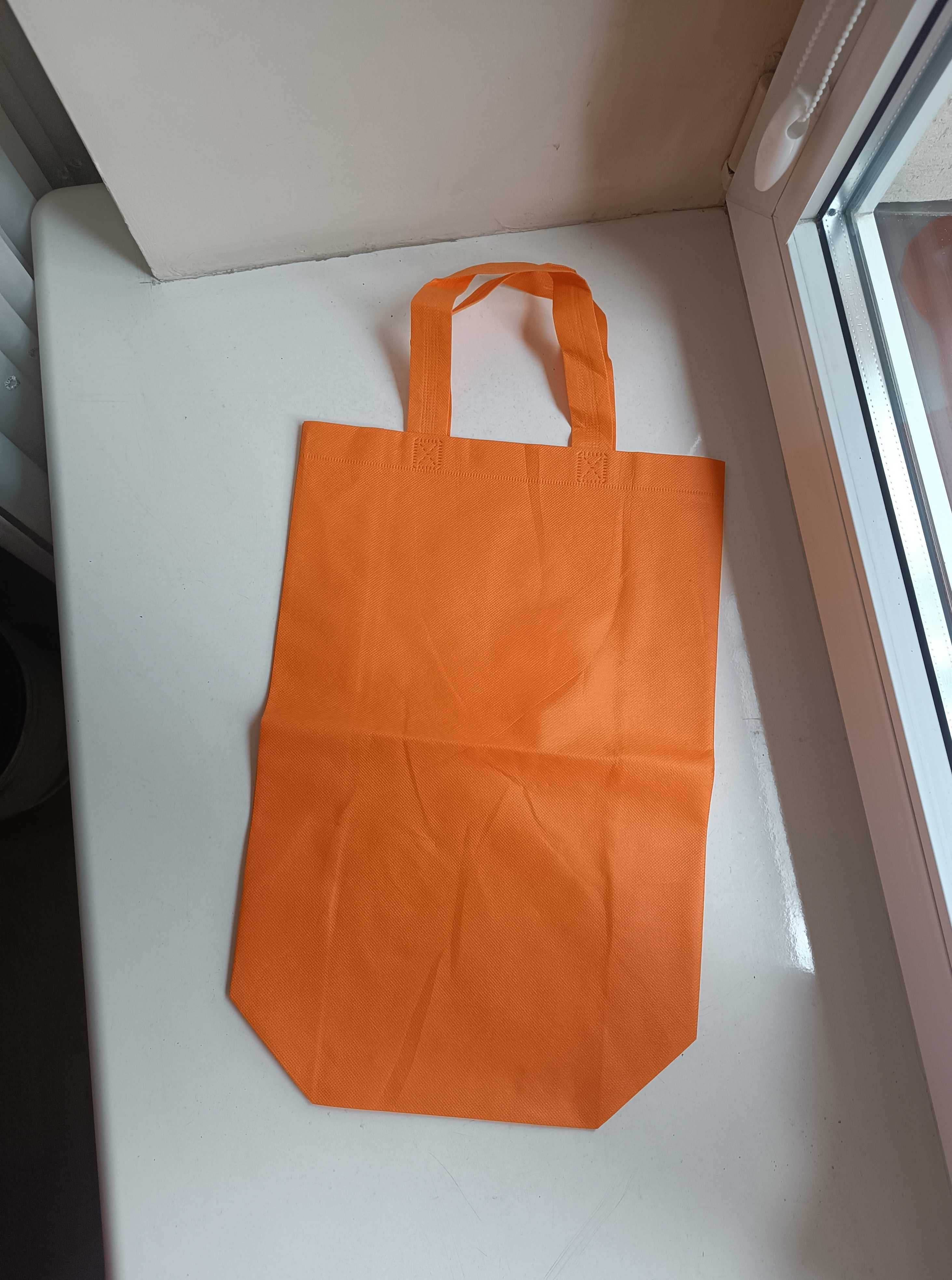 Torba materiałowa wielorazowa na zakupy bawełniana pomarańczowa duża
