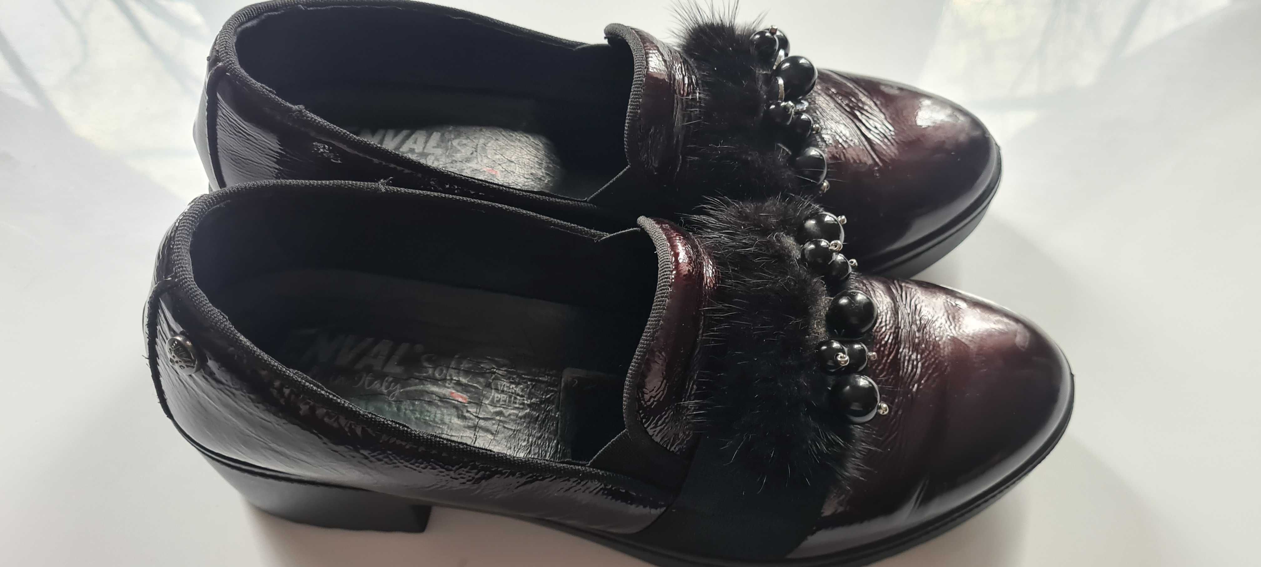 ENVAL SOFT Dekoltowe Buty Burgundowe Damskie r.40