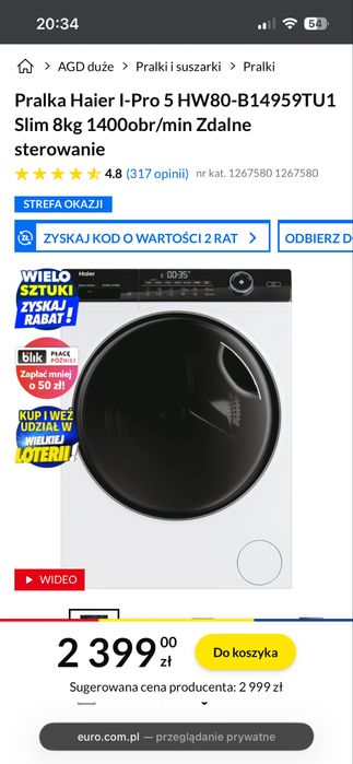 Pralka Haier I-Pro 5 nowa z gwarancja