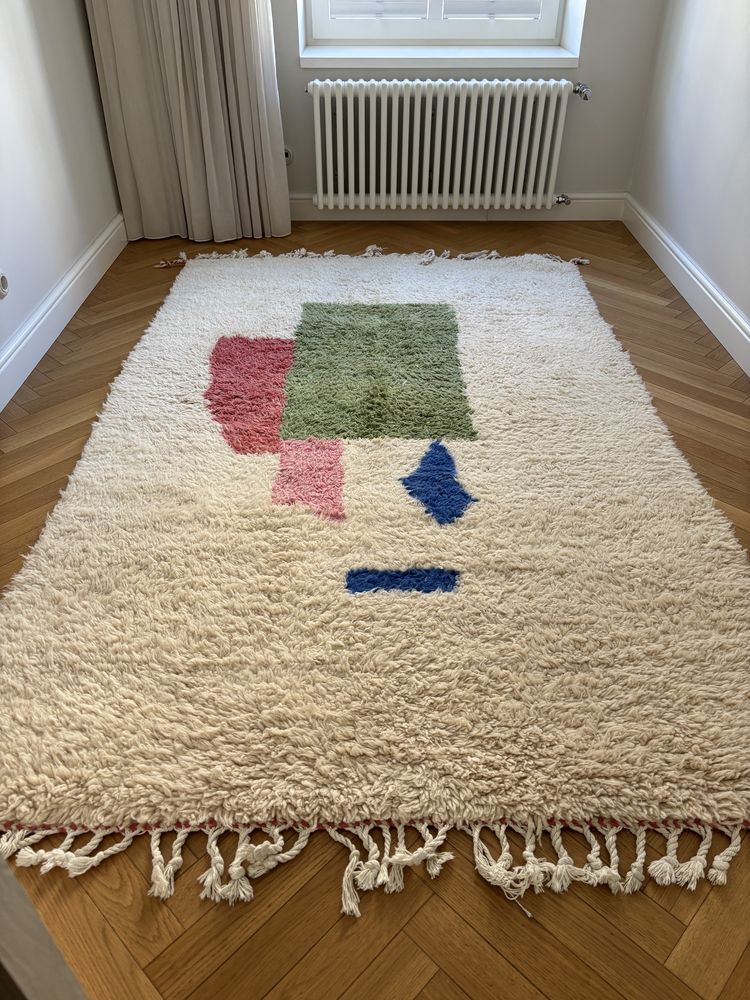 Berberyjski dywan Beni Ourain 170x250 cm – ręcznie tkany, 100% wełna