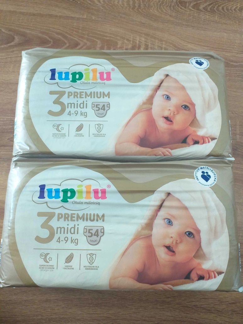 2x Pieluchy Pampersy Lupilu Premium 3, 4-9 kg, 2x54=108 pieluszek
