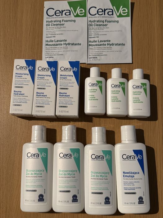 Zestaw cerave - żel do mycia, emulsja nawilazająca, emulsja do mycia