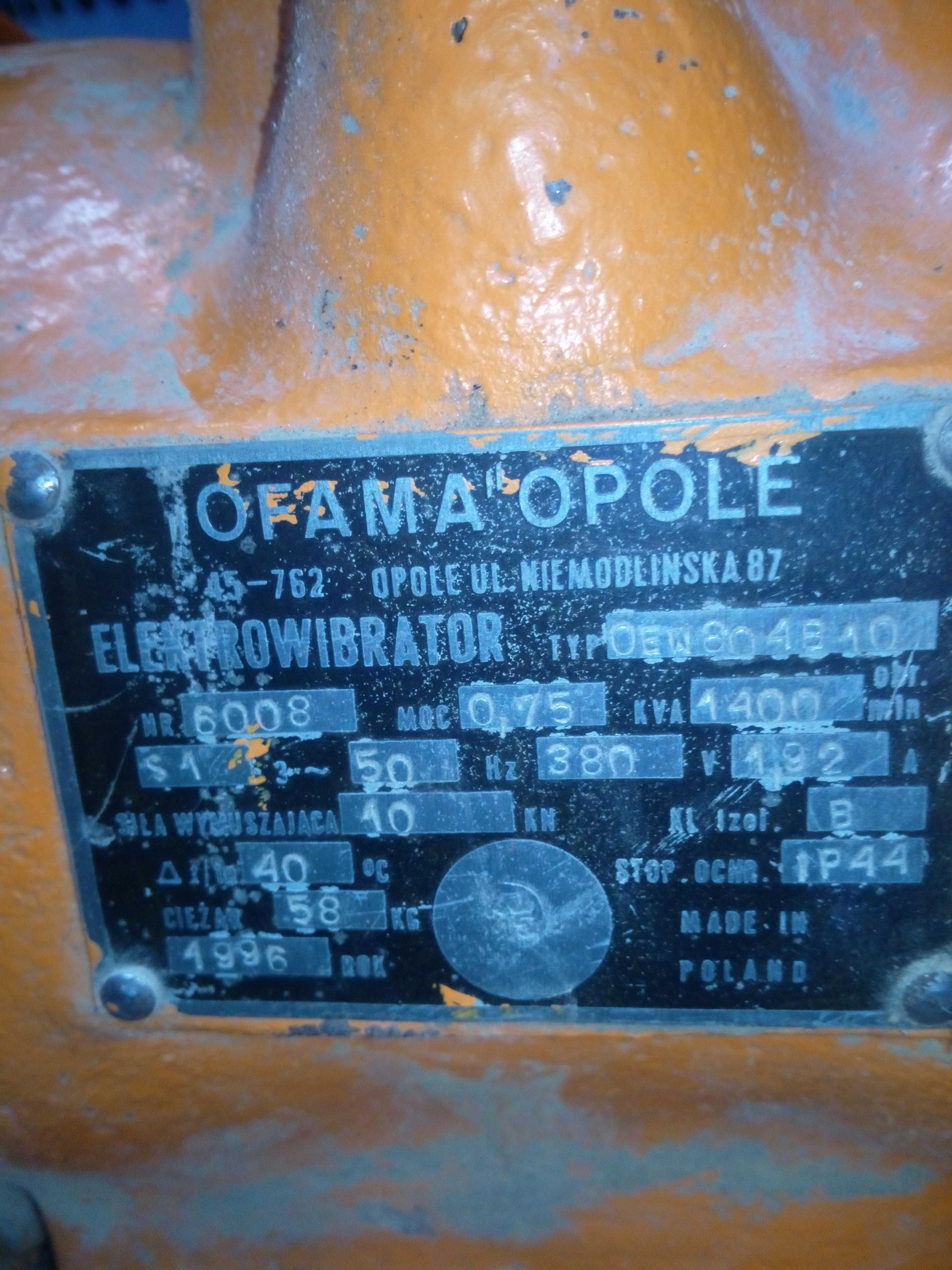 Duży Elektrowibrator OEW804B10 58kg 10kN lub zamiana