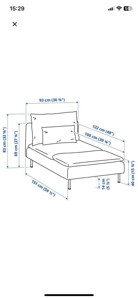 Sofa cinza com chaise longue. Söderhamn IKEA
